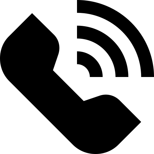Schwarzes Icon eines Telefons.